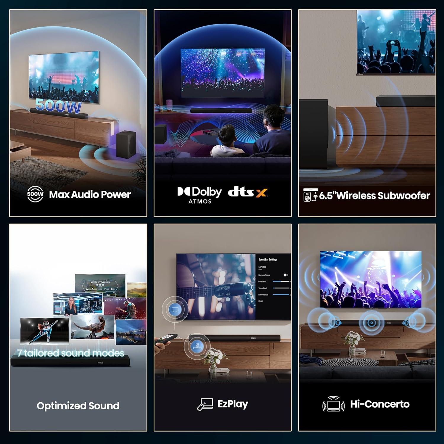 Barra de Sonido Hisense AX3100Q 3.1Ch con Subwoofer Inalámbrico