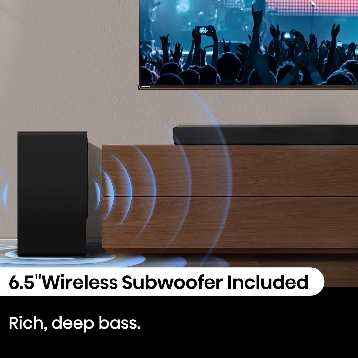Barra de Sonido Hisense AX3100Q 3.1Ch con Subwoofer Inalámbrico