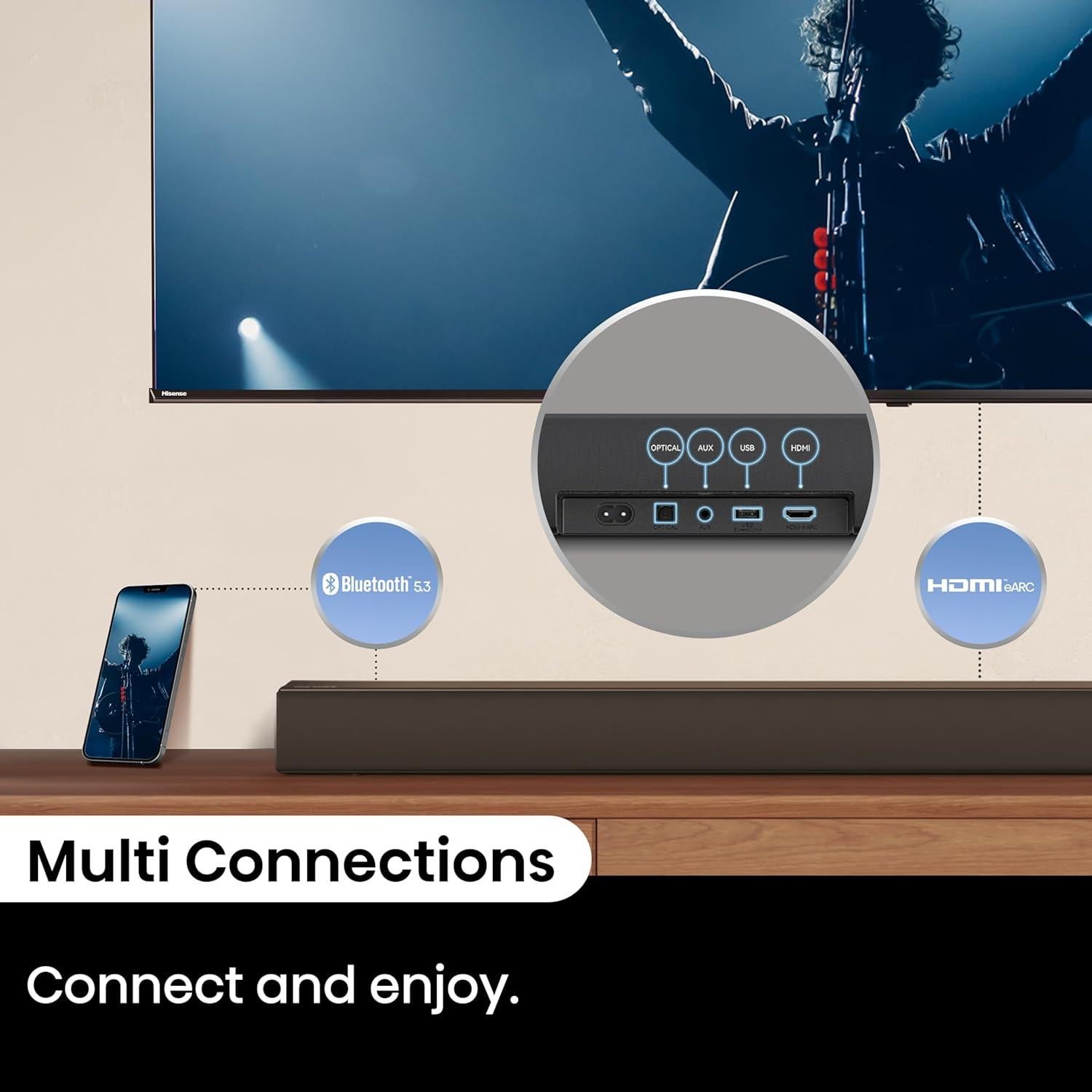 Barra de Sonido Hisense AX3100Q 3.1Ch con Subwoofer Inalámbrico