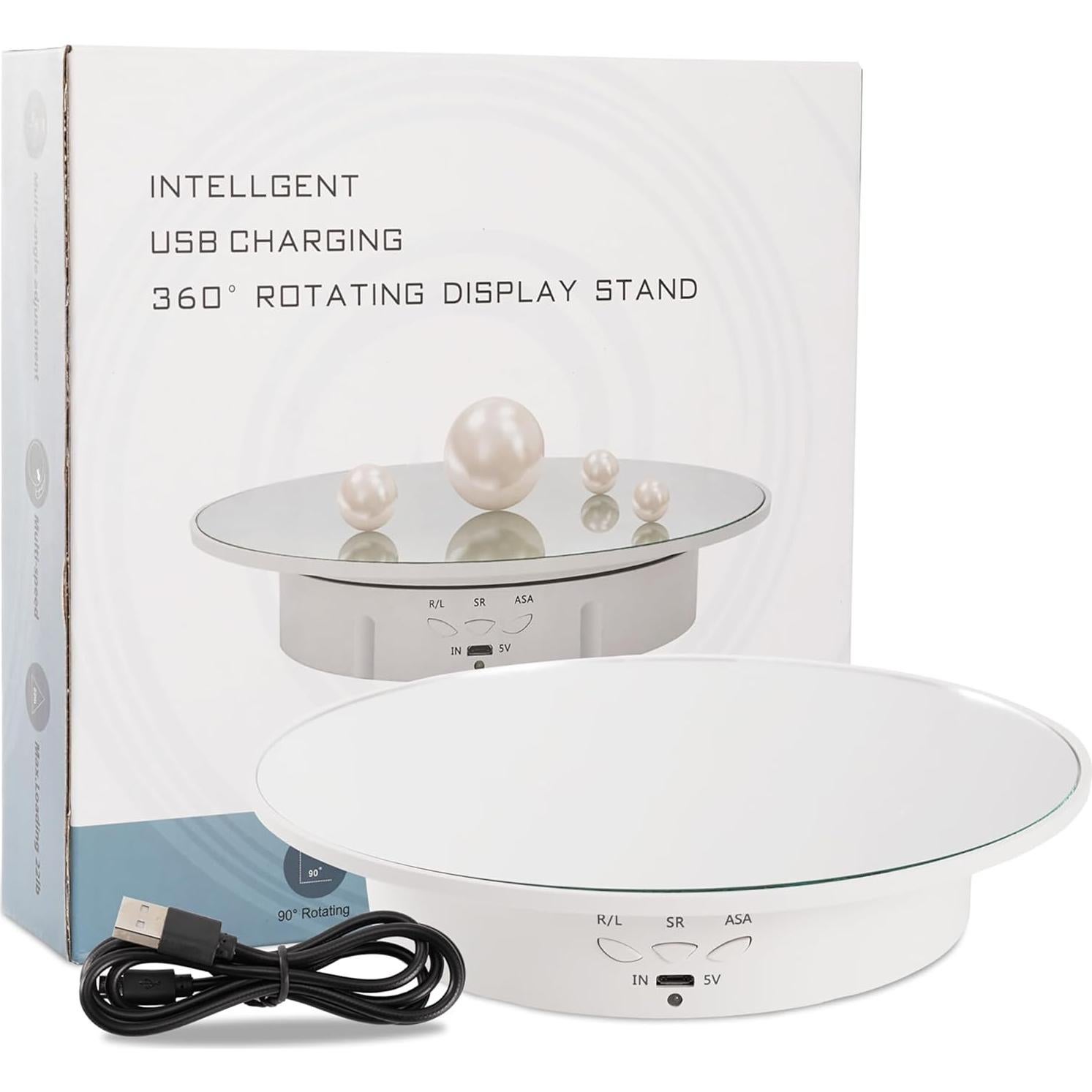 Soporte de Exhibición Rotatorio 20cm Blanco - Carga 8kg