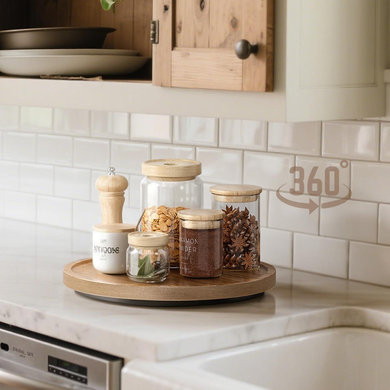 Organizador Lazy Susan LAMU 28 cm Madera de Acacia Natural