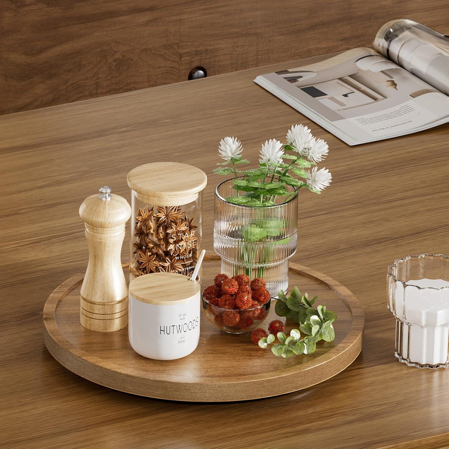 Organizador Lazy Susan LAMU 28 cm Madera de Acacia Natural