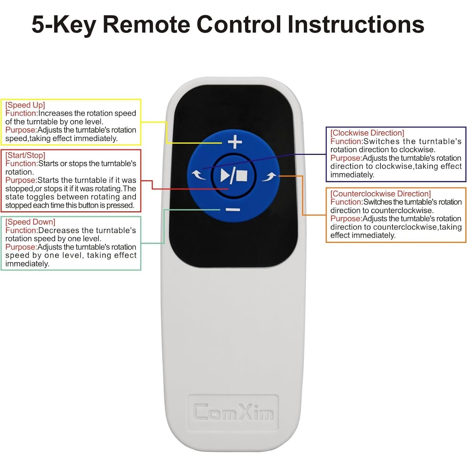Giradiscos Eléctrico ComXim 15 cm Control Remoto 5 kg