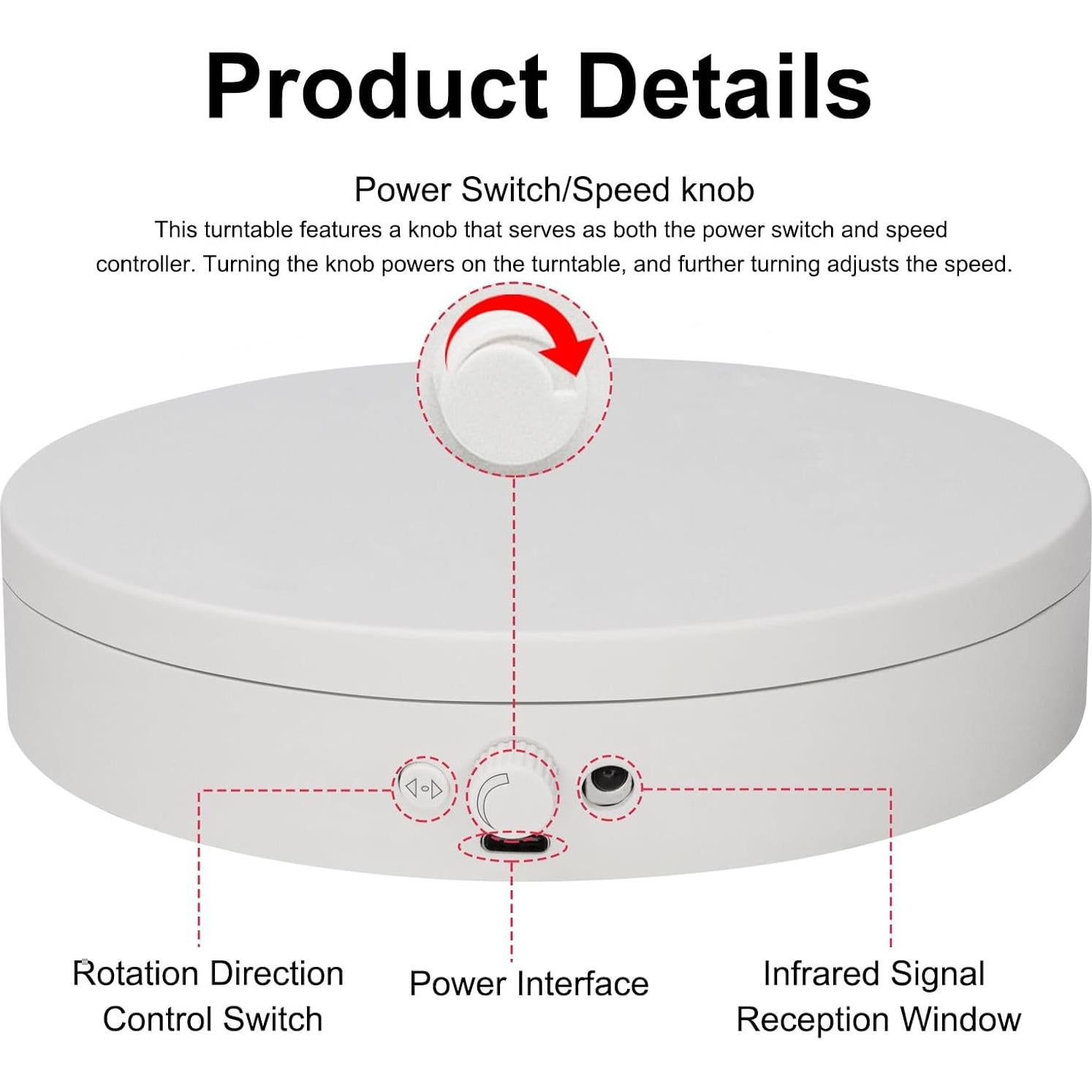 Giradiscos Eléctrico ComXim 15 cm Control Remoto 5 kg