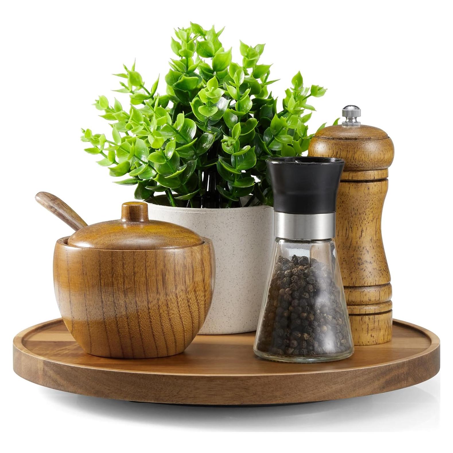 Organizador giratorio de madera de acacia 25 cm - Lazy Susan