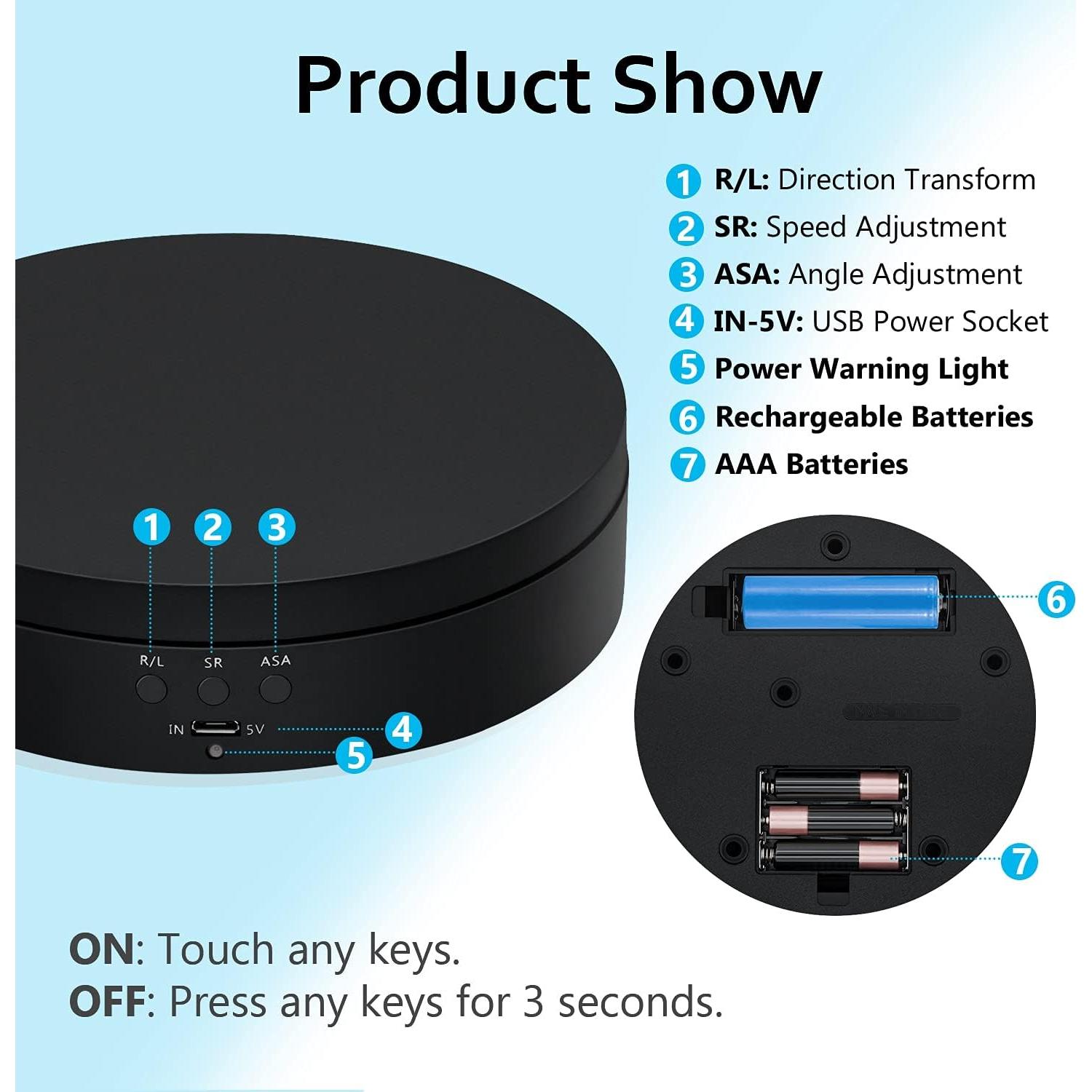 Soporte Giratorio Eléctrico Mcbazel 5.4" 360 Grados Negro