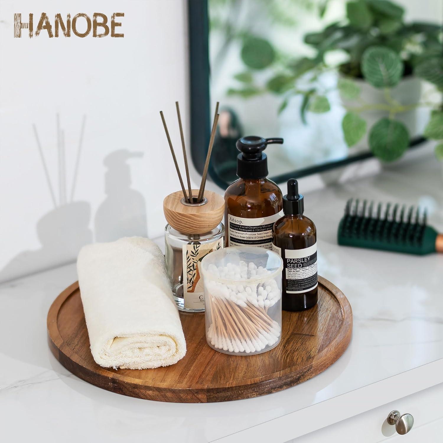 Bandeja Lazy Susan Hanobe 30cm Madera de Acacia Rústica