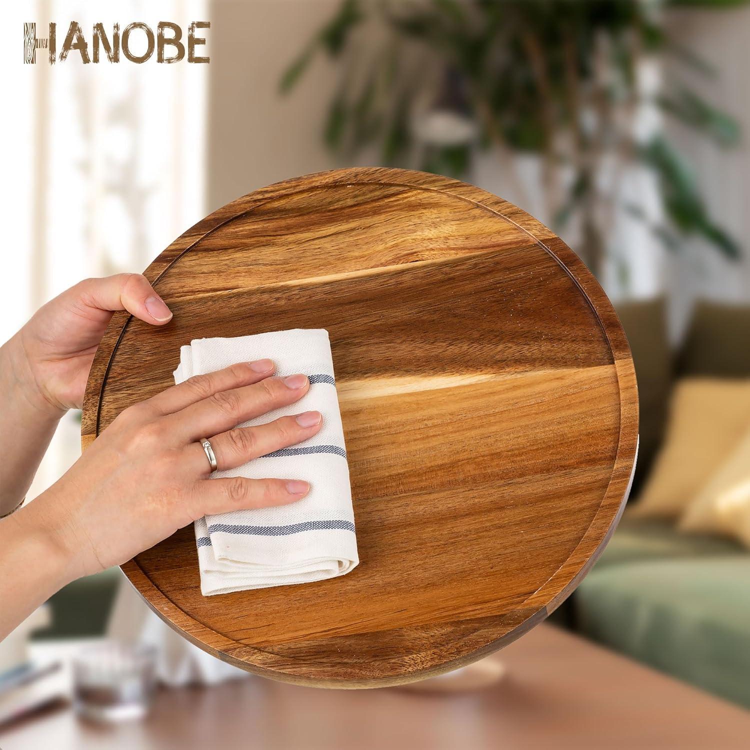 Bandeja Lazy Susan Hanobe 30cm Madera de Acacia Rústica
