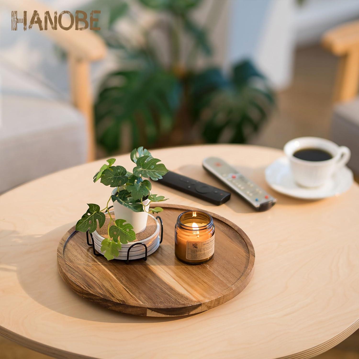 Bandeja Lazy Susan Hanobe 30cm Madera de Acacia Rústica