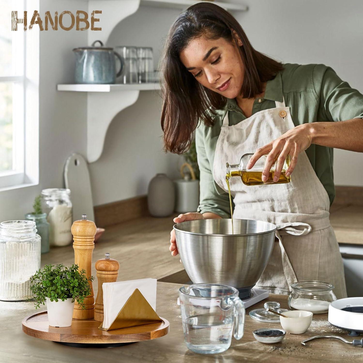 Bandeja Lazy Susan Hanobe 30cm Madera de Acacia Rústica