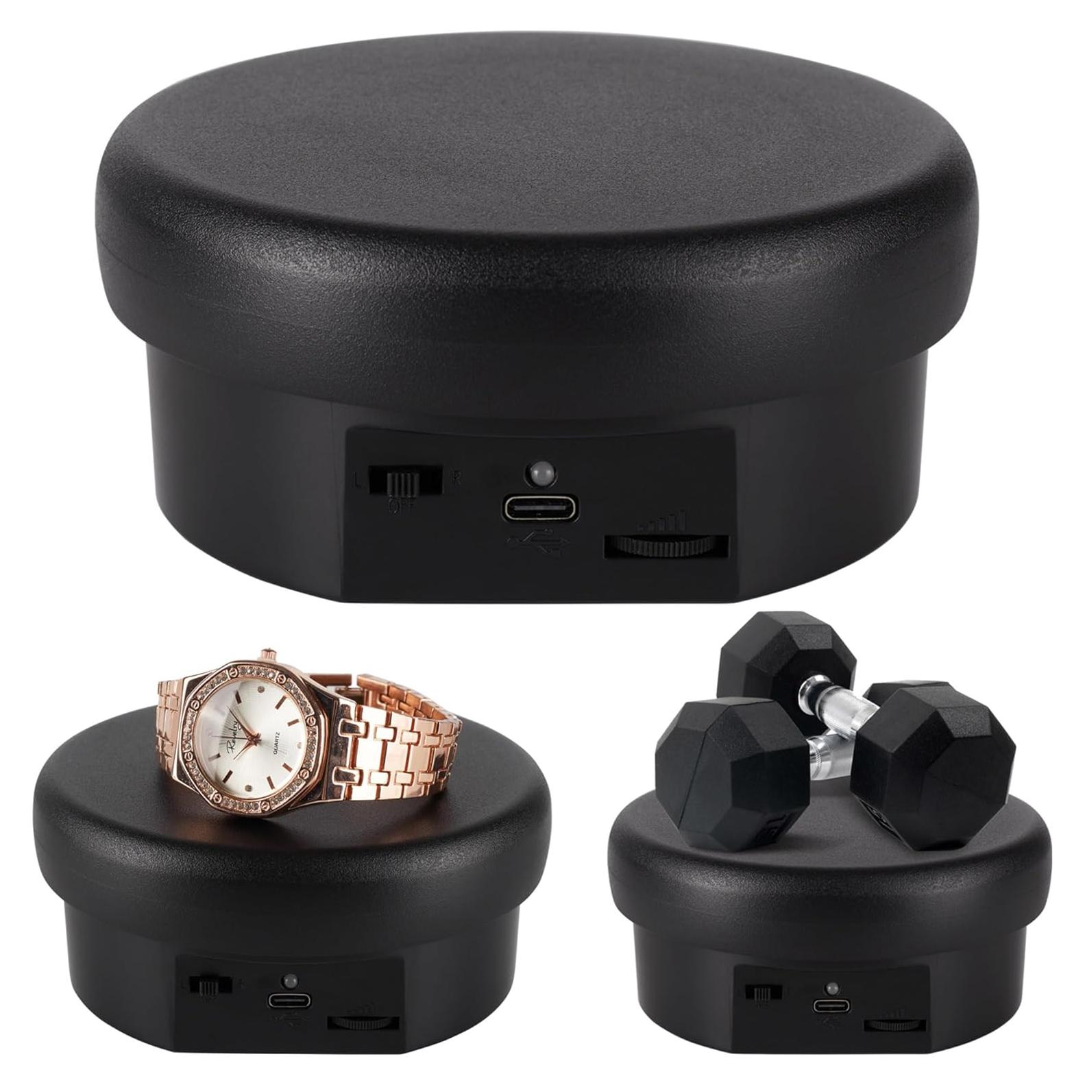 Soporte de Exhibición Giratorio 12cm Negro - Control de Velocidad