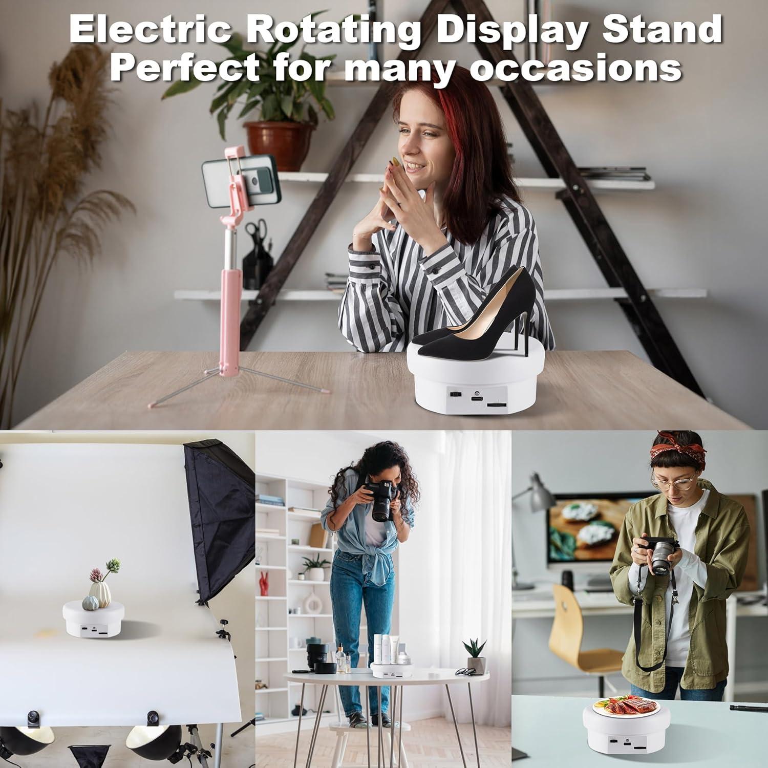 Soporte de Exhibición Giratorio 12cm Negro - Control de Velocidad