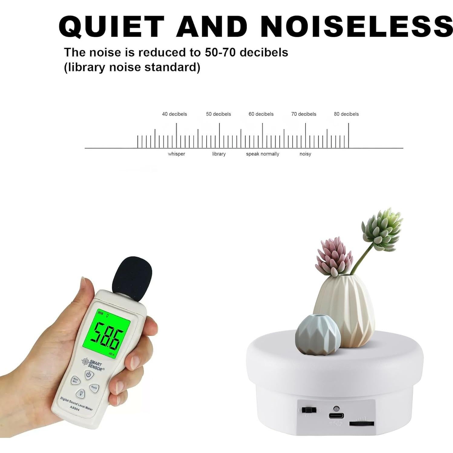 Soporte de Exhibición Giratorio 12cm Negro - Control de Velocidad