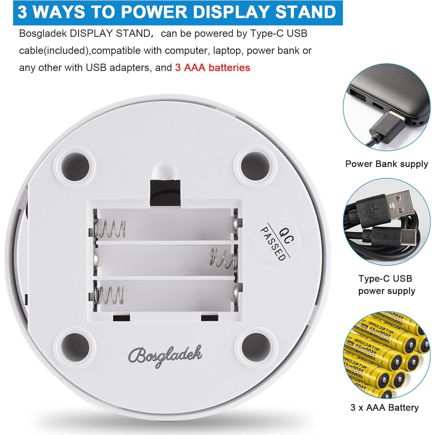 Soporte de Exhibición Giratorio 12cm Negro - Control de Velocidad