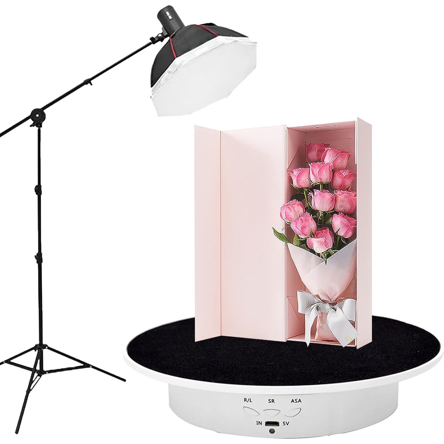 Soporte de Exhibición Rotatorio Eléctrico 20 cm Blanco - 10 Kg