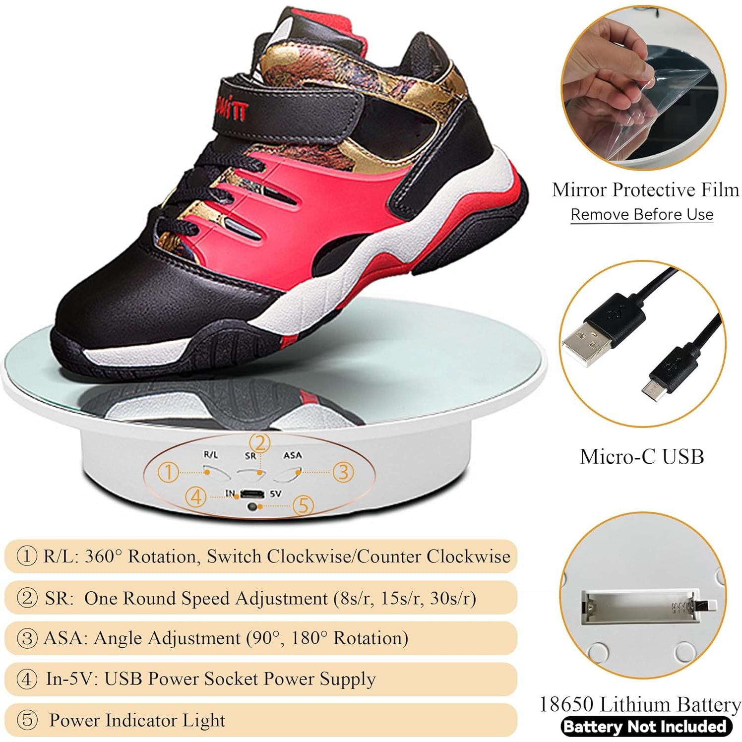 Soporte de Exhibición Rotatorio Eléctrico 20 cm Blanco - 10 Kg