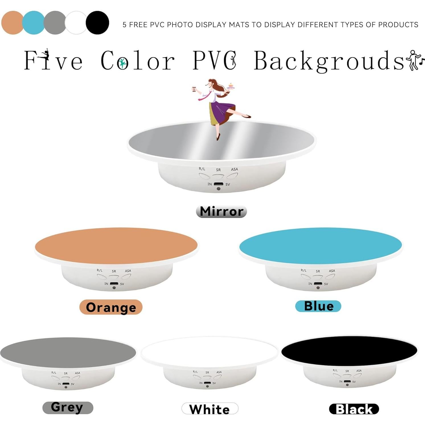 Soporte de Exhibición Rotatorio Eléctrico 20 cm Blanco - 10 Kg