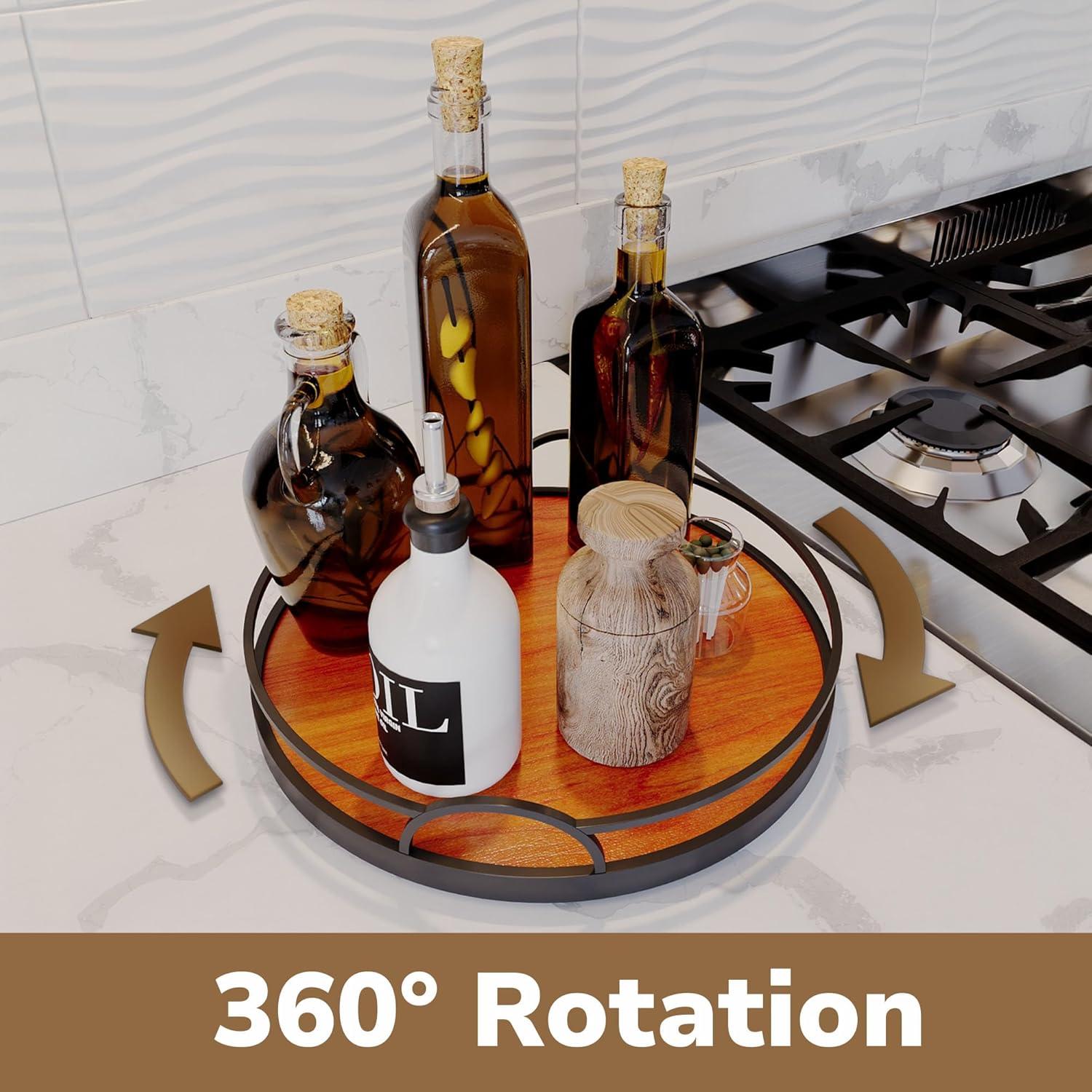 Organizador Lazy Susan de Madera 25.4 cm - Bandeja Giratoria