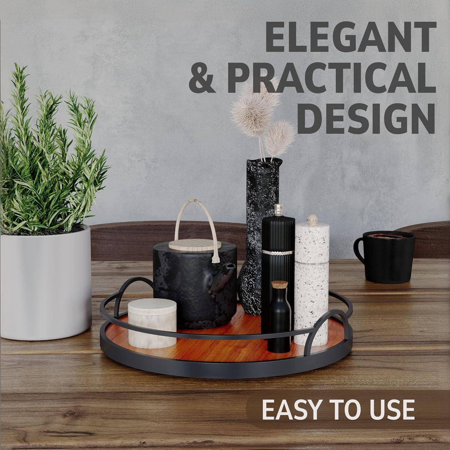 Organizador Lazy Susan de Madera 25.4 cm - Bandeja Giratoria