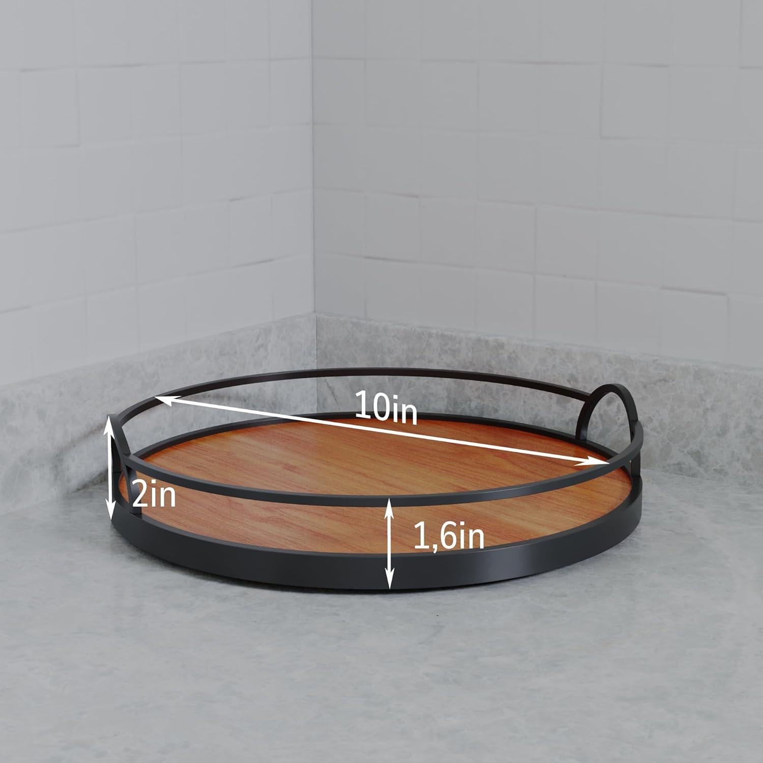 Organizador Lazy Susan de Madera 25.4 cm - Bandeja Giratoria
