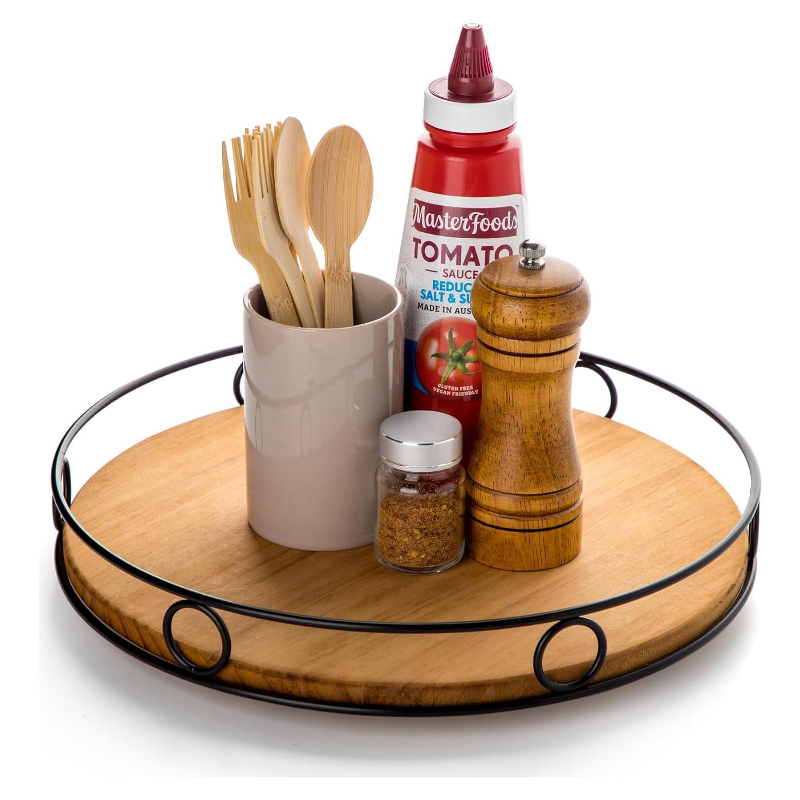 Organizador giratorio Lazy Susan Nucookery 25.4 cm madera ecológica