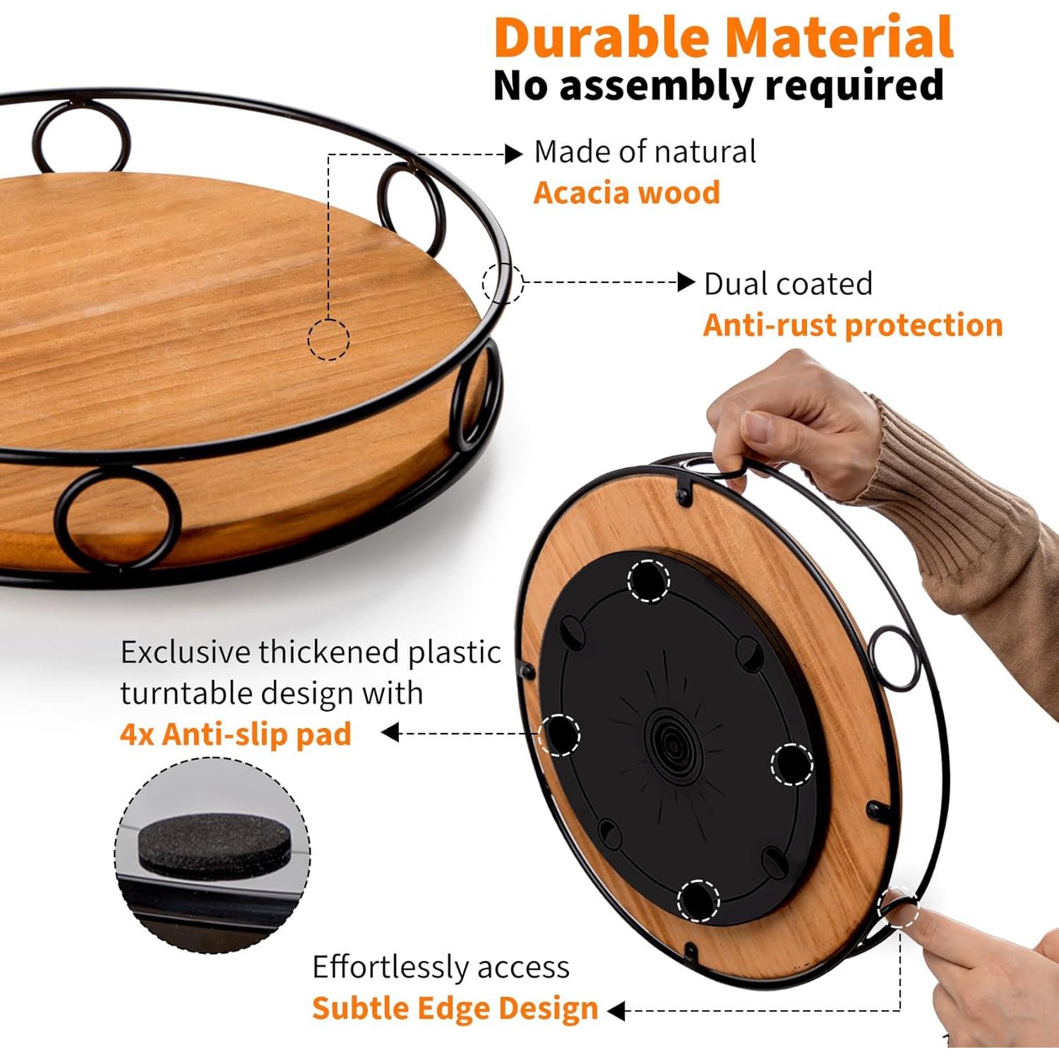 Organizador giratorio Lazy Susan Nucookery 25.4 cm madera ecológica