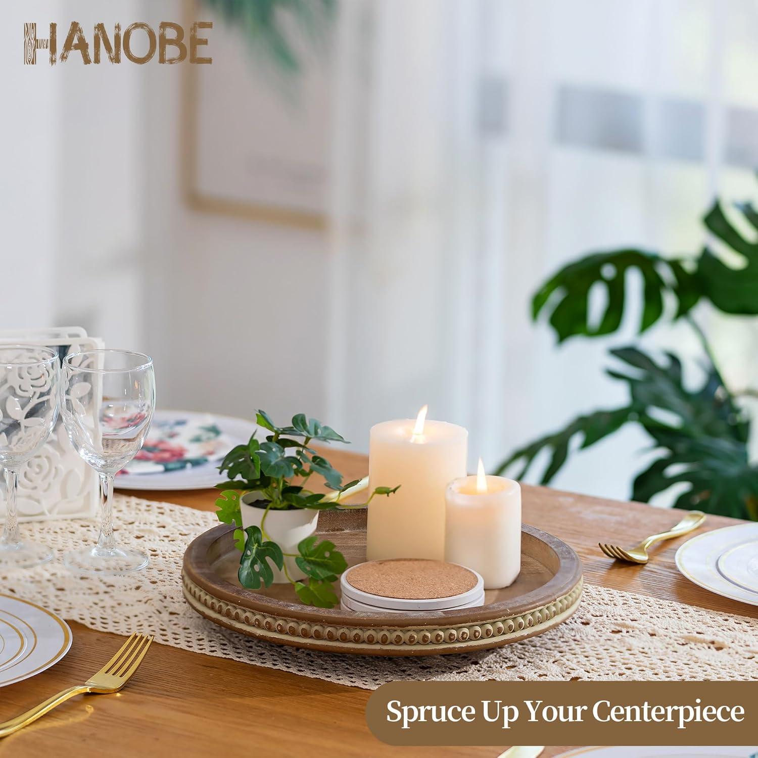 Bandeja Giratoria de Madera Hanobe 30 cm Decorativa Marrón