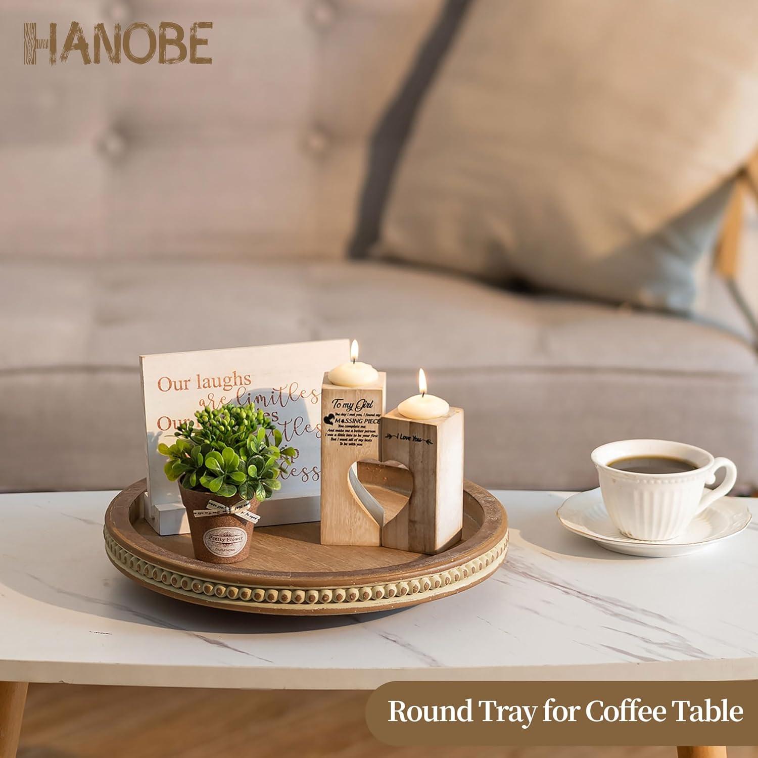 Bandeja Giratoria de Madera Hanobe 30 cm Decorativa Marrón