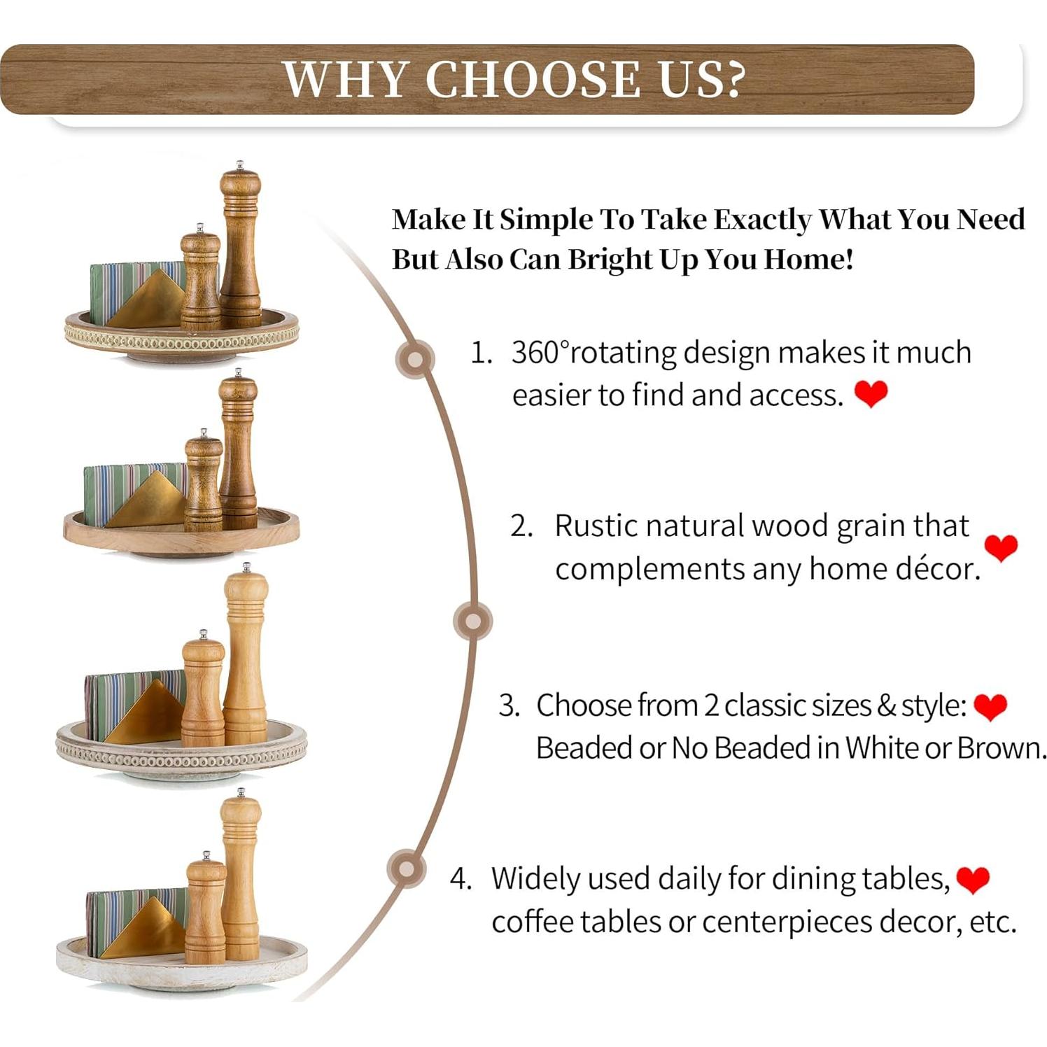 Bandeja Giratoria de Madera Hanobe 30 cm Decorativa Marrón