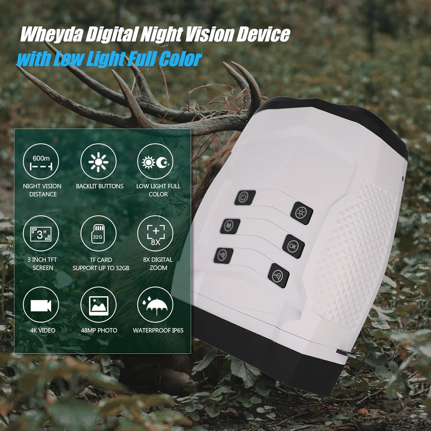 Gafas de Visión Nocturna Wheyda 4K 48MP Zoom 8X 600m