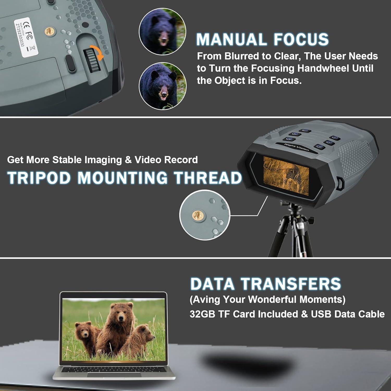 Gafas de Visión Nocturna Wheyda 4K 48MP Zoom 8X 600m