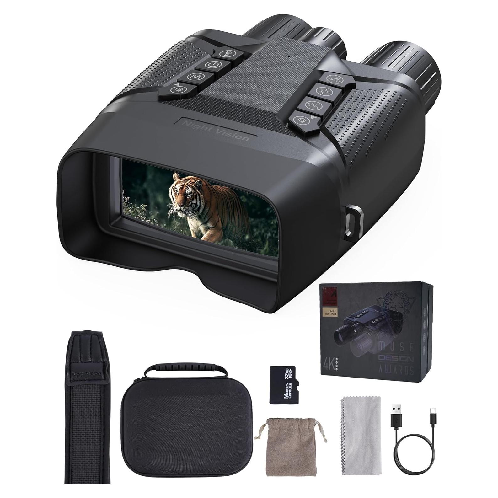 Gafas de Visión Nocturna 4K Gofuch con Pantalla 3'' y Zoom 8X