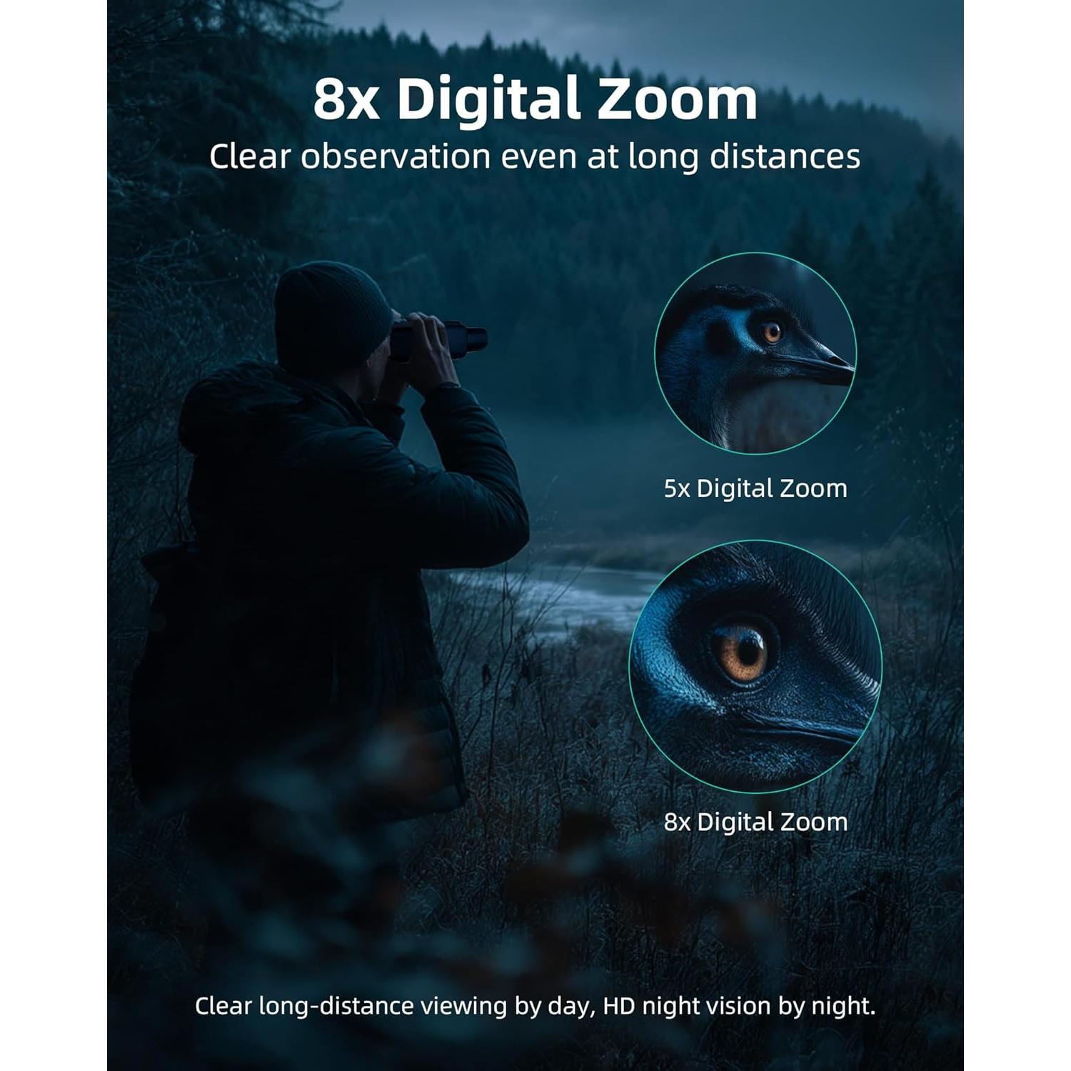 Gafas de Visión Nocturna 4K Gofuch con Pantalla 3'' y Zoom 8X