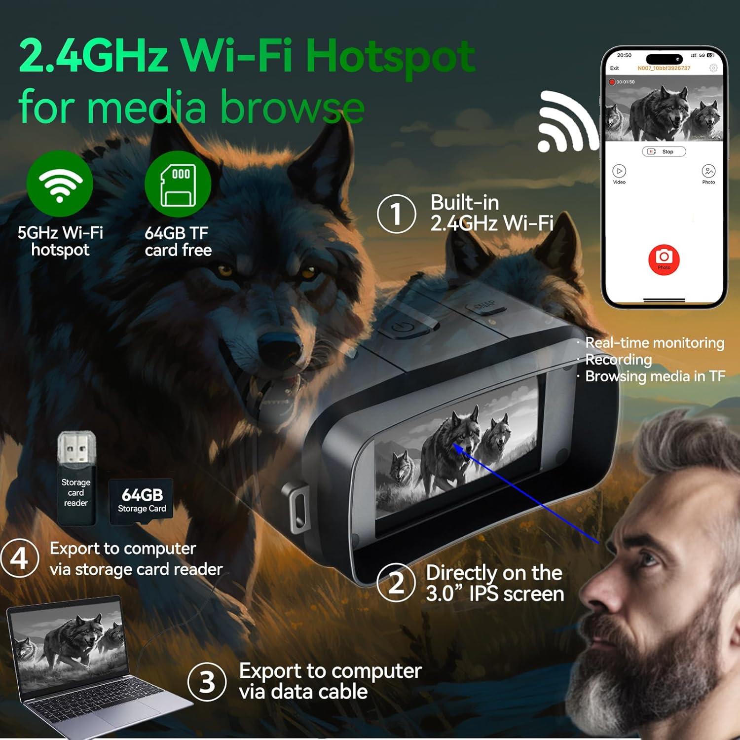 Gafas de Visión Nocturna KILOGOGRAPH N009 Plus 4K con Wi-Fi