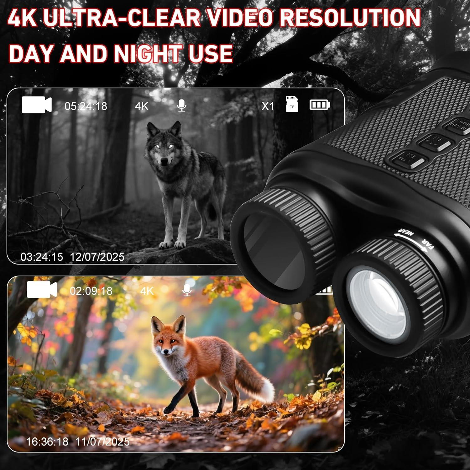 Gafas de Visión Nocturna Digital 4K TRV - Zoom 8X, Rango 300M