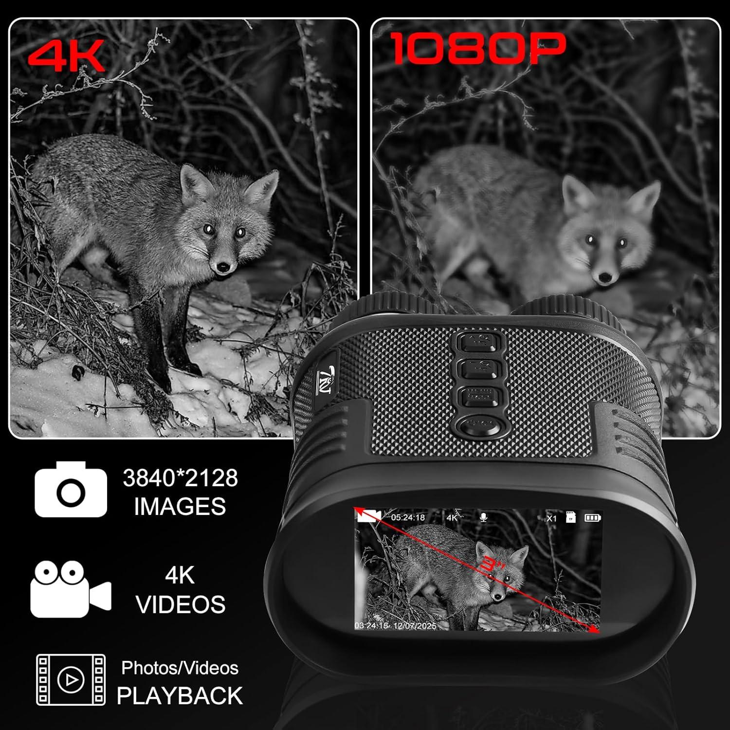Gafas de Visión Nocturna Digital 4K TRV - Zoom 8X, Rango 300M