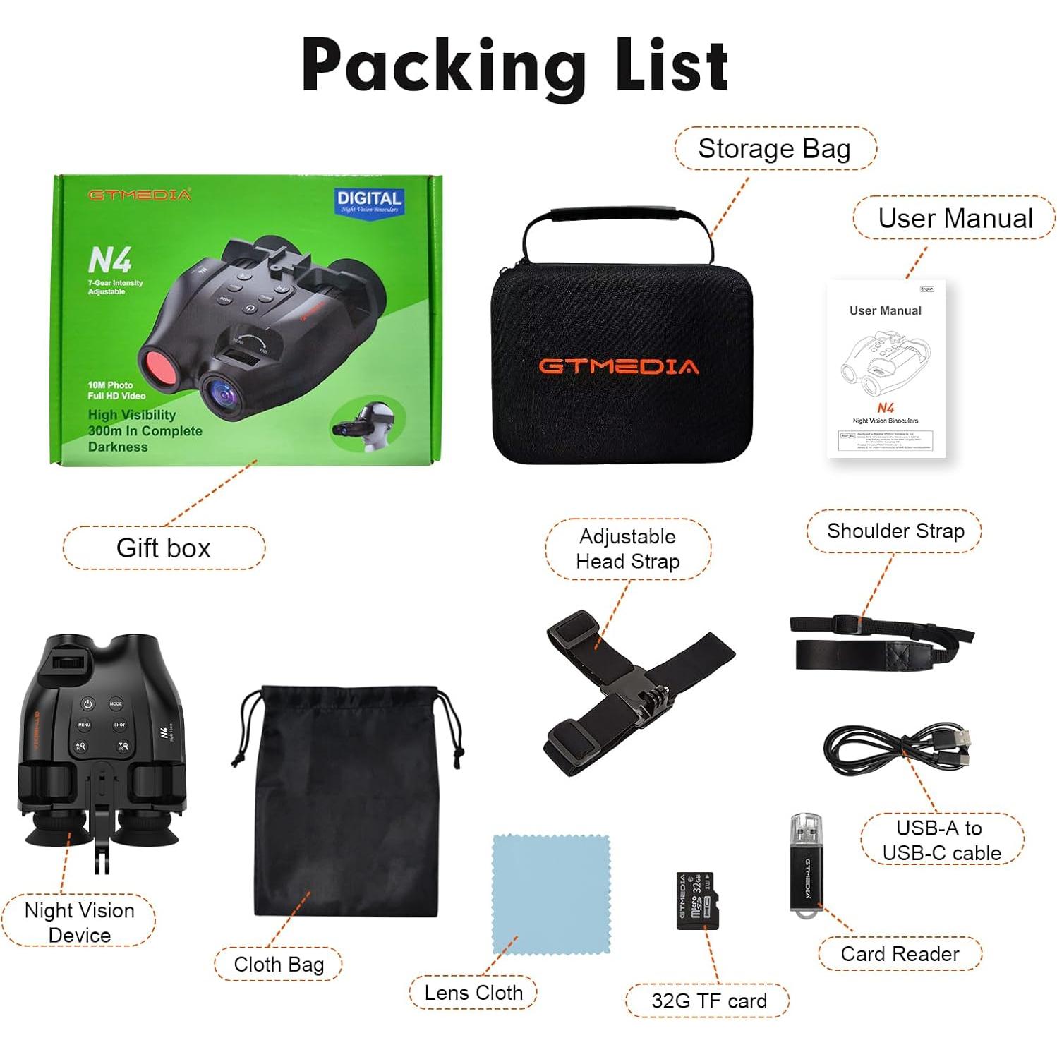 Gafas de Visión Nocturna GTMEDIA N4 Infrarrojas 300m