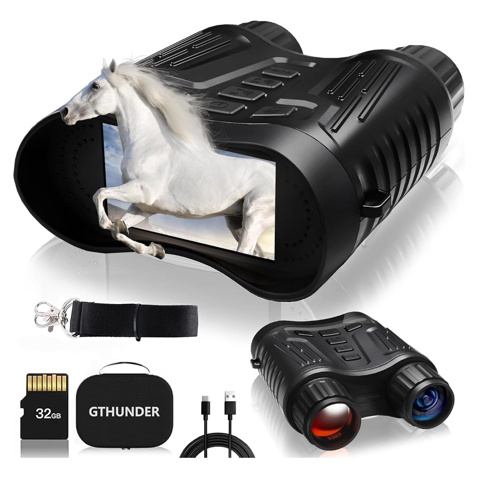 GTHUNDER Binoculares de Visión Nocturna 4K NV Infrarrojos 32GB