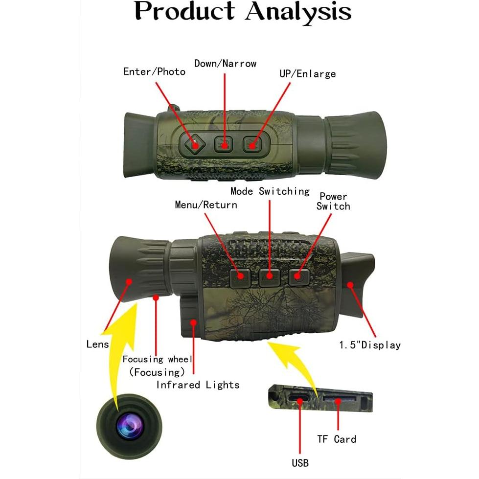 Monóculo de Visión Nocturna Infrarroja OutdoorVibe 4K Camuflaje