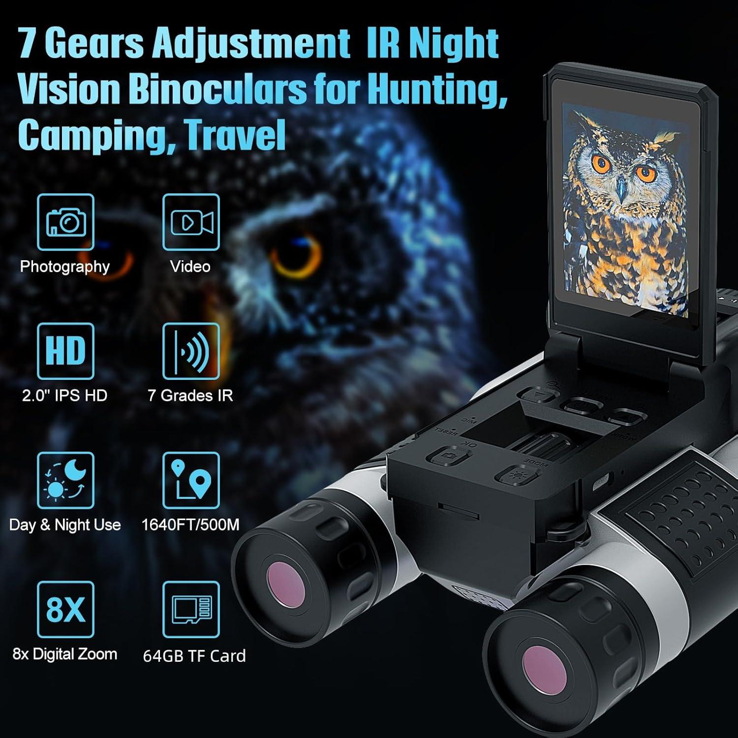 Binoculares de Visión Nocturna DYNASCO 4K Infrarrojos HD 64GB