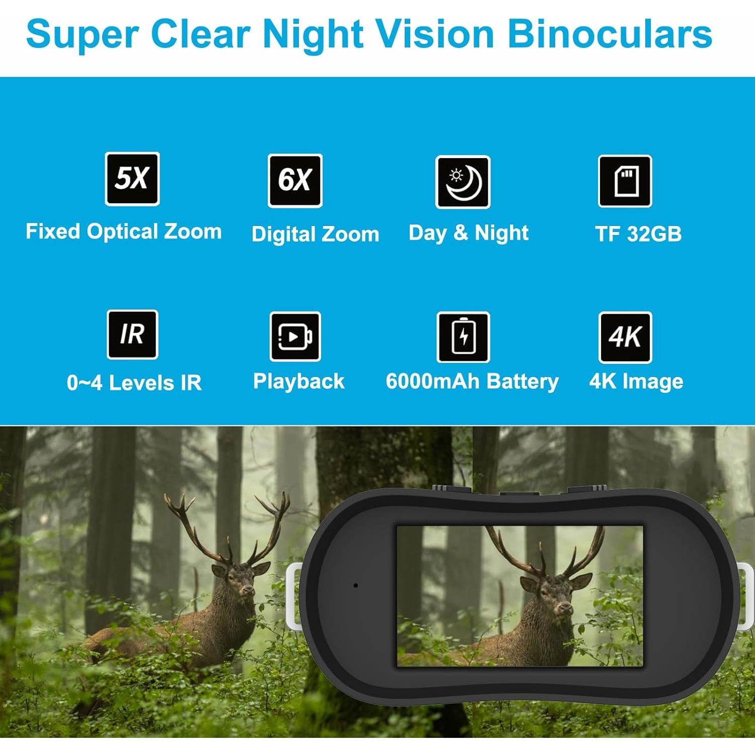 Binoculares de Visión Nocturna AUPABU 4K 6X Zoom Digital