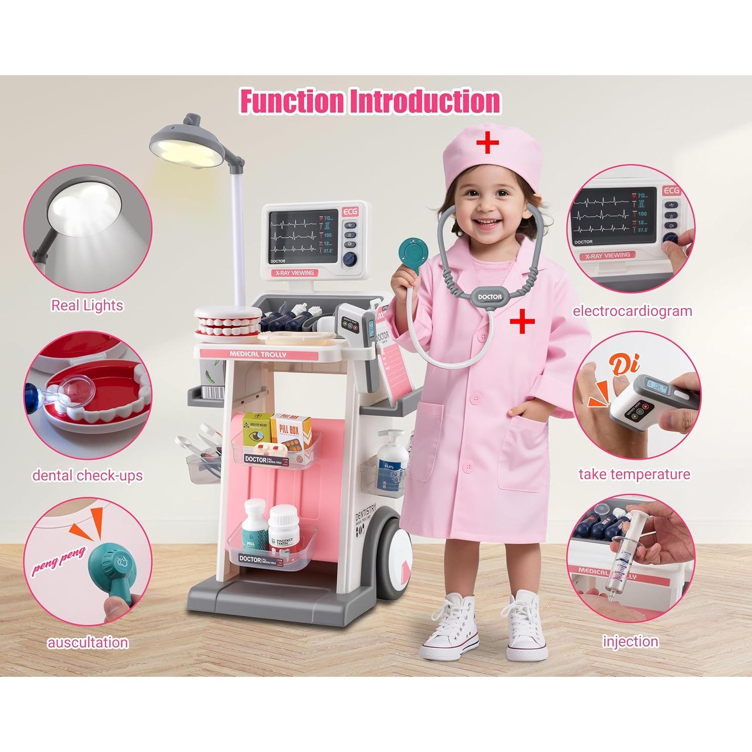 Juego de Doctor POFJOEQ para Niños 3-5 Años con Sonido y Luz