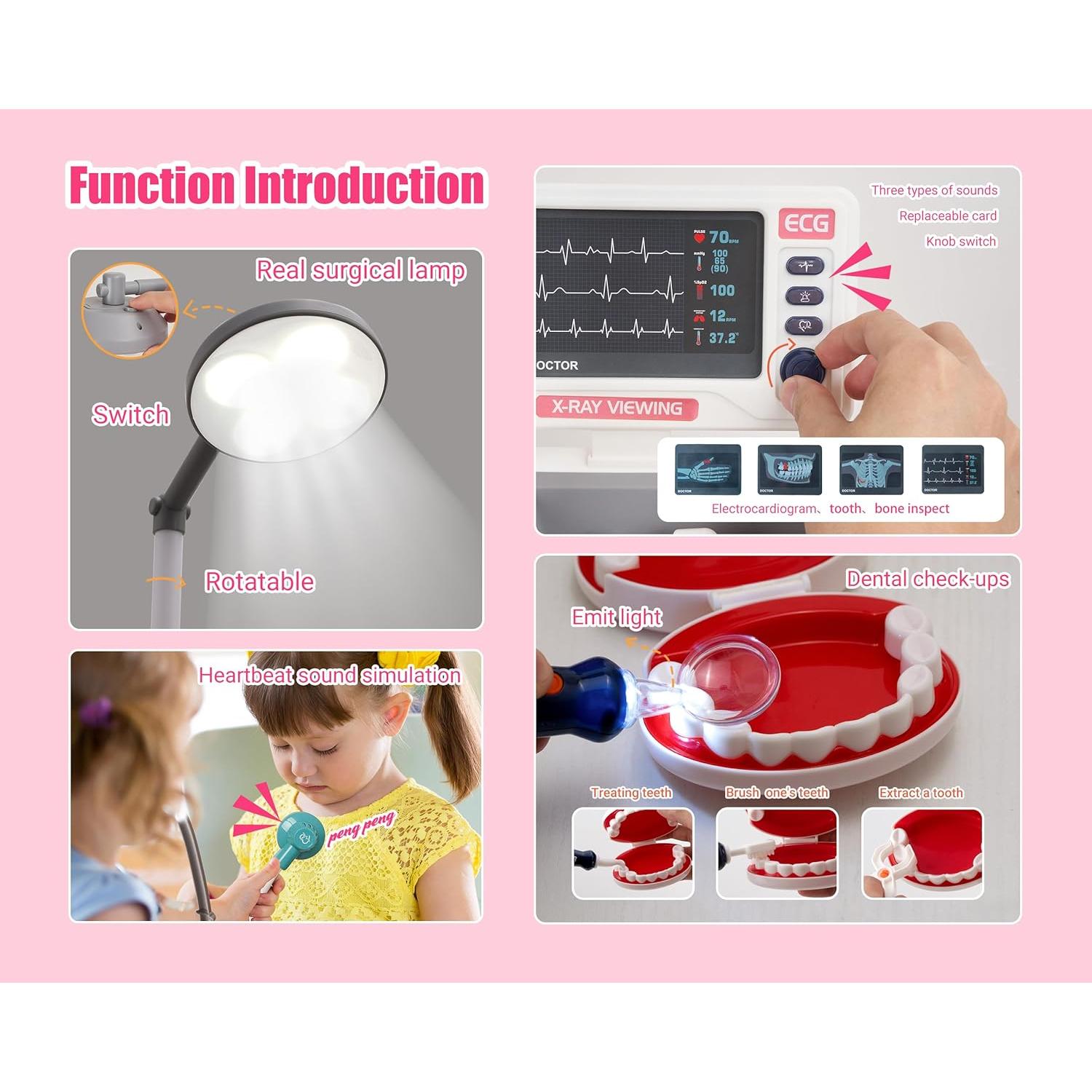 Juego de Doctor POFJOEQ para Niños 3-5 Años con Sonido y Luz