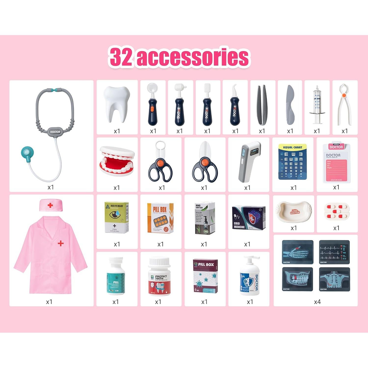 Juego de Doctor POFJOEQ para Niños 3-5 Años con Sonido y Luz