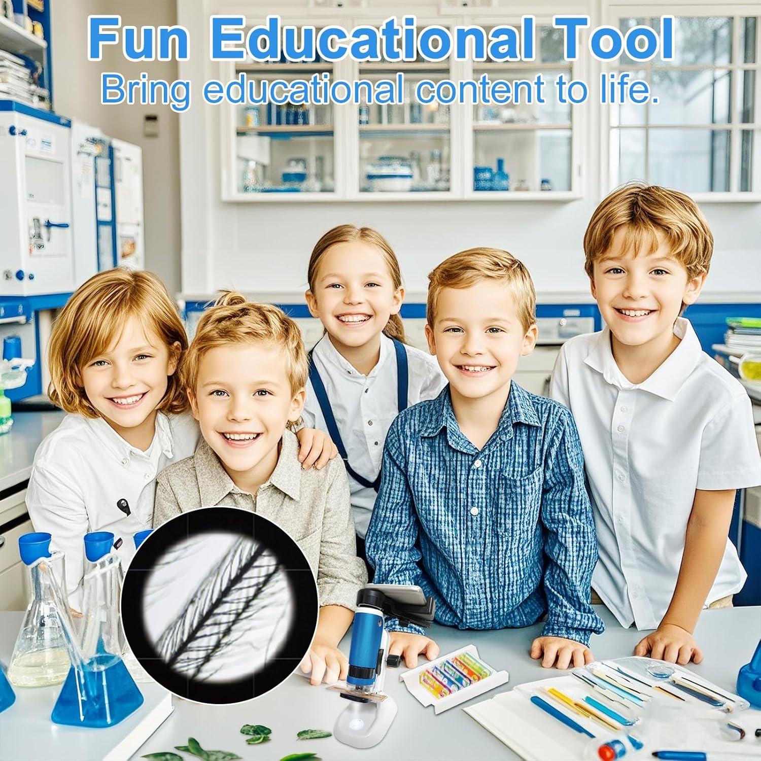 Microscopio Portátil SETFLAGS para Niños 100x-250x con LED