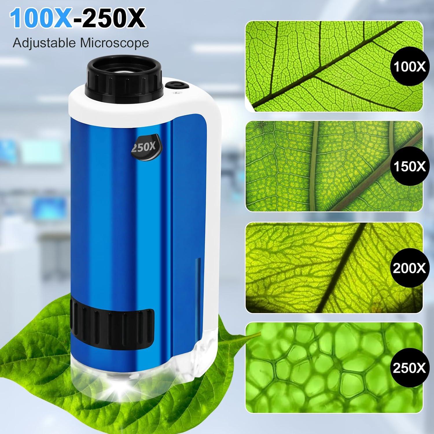 Microscopio Portátil SETFLAGS para Niños 100x-250x con LED