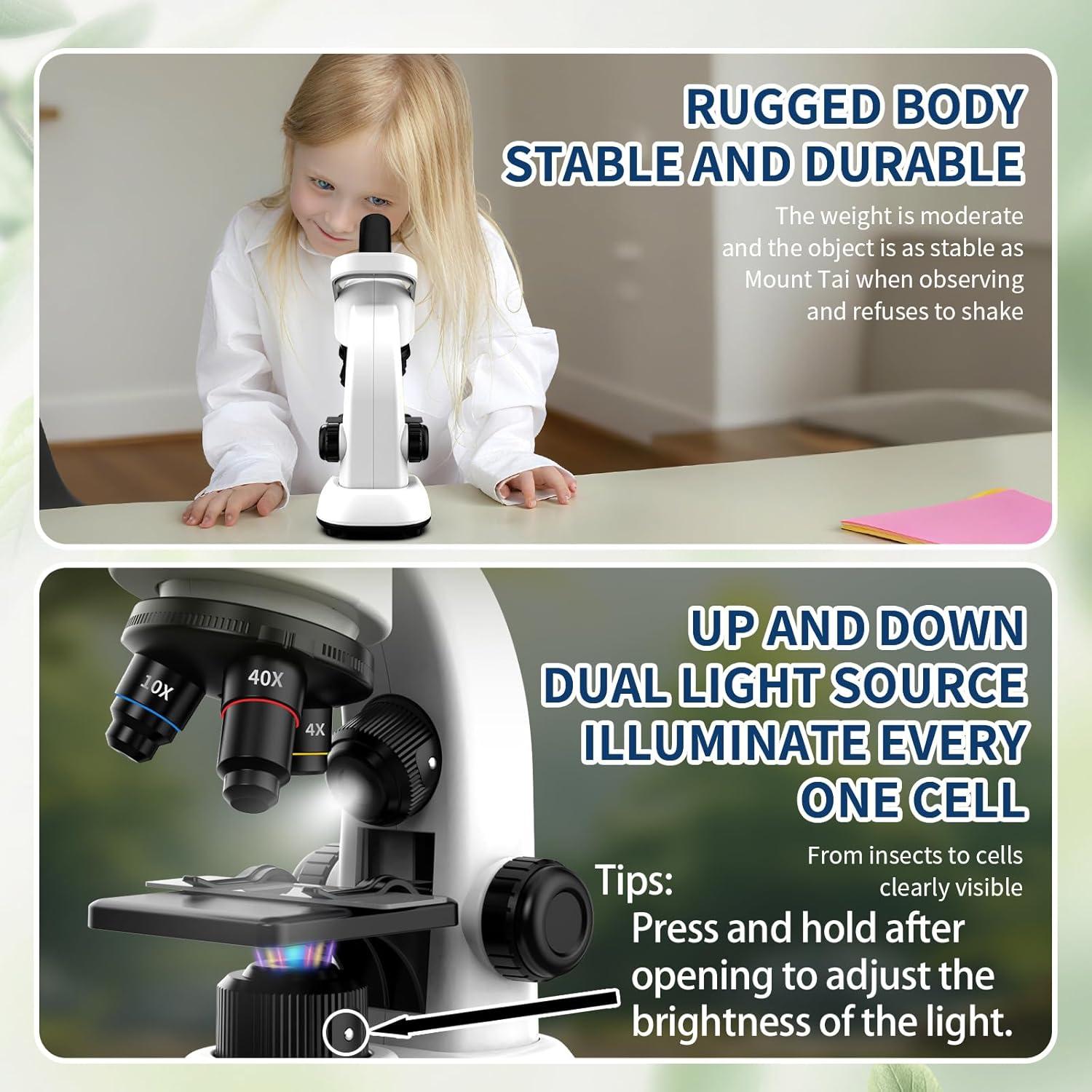 Microscopio Educativo WSDMIC 40X-1600X con Luz LED y Accesorios