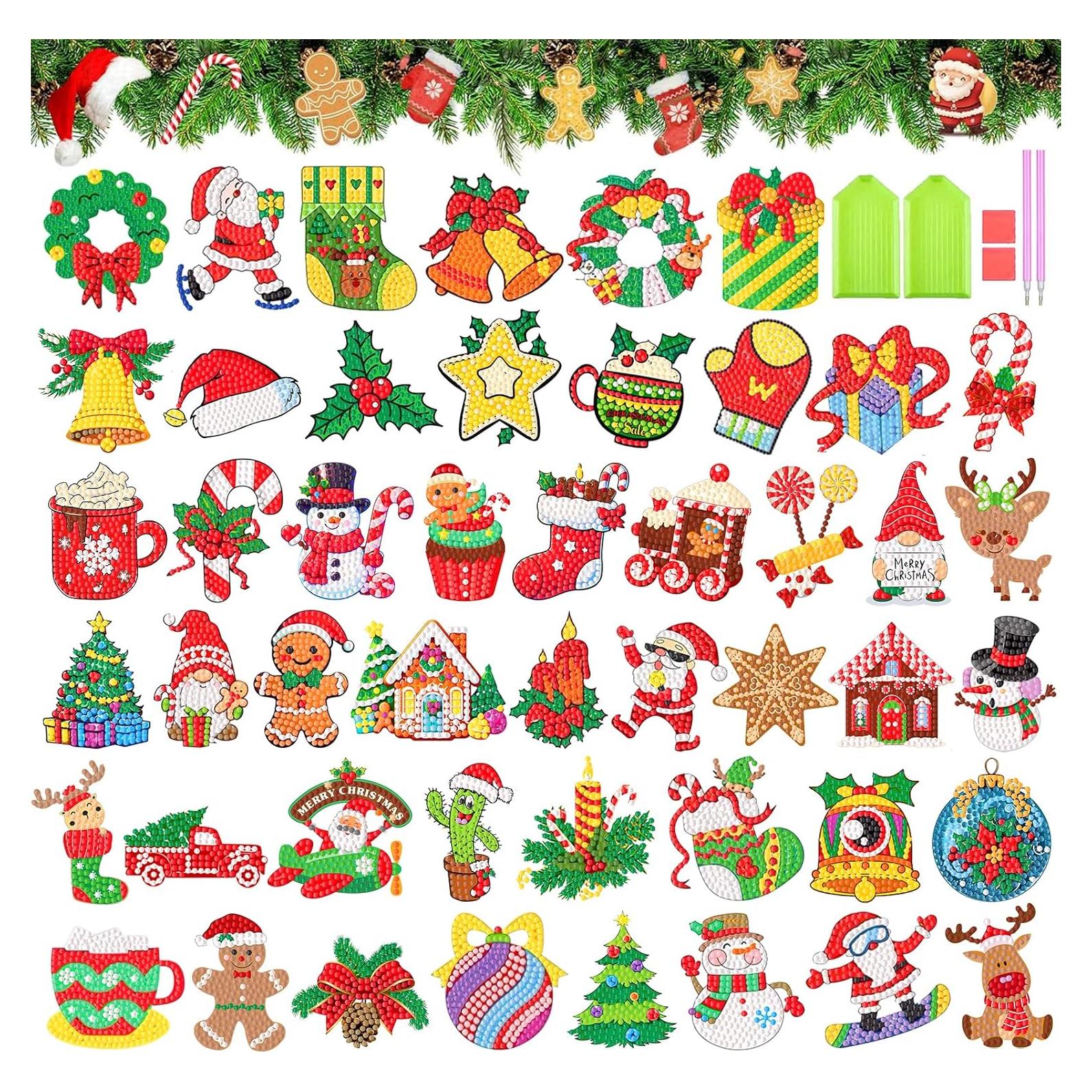 Kit de Pegatinas de Arte de Diamante Navidad XACKCME 48 Pcs