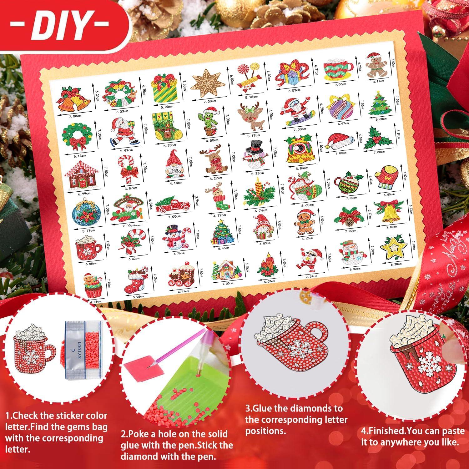 Kit de Pegatinas de Arte de Diamante Navidad XACKCME 48 Pcs