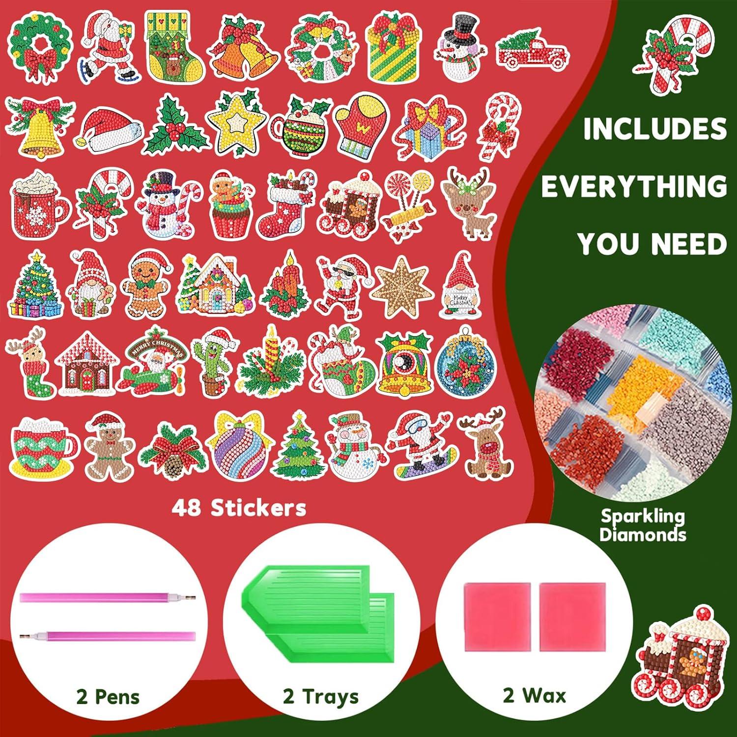 Kit de Pegatinas de Arte de Diamante Navidad XACKCME 48 Pcs